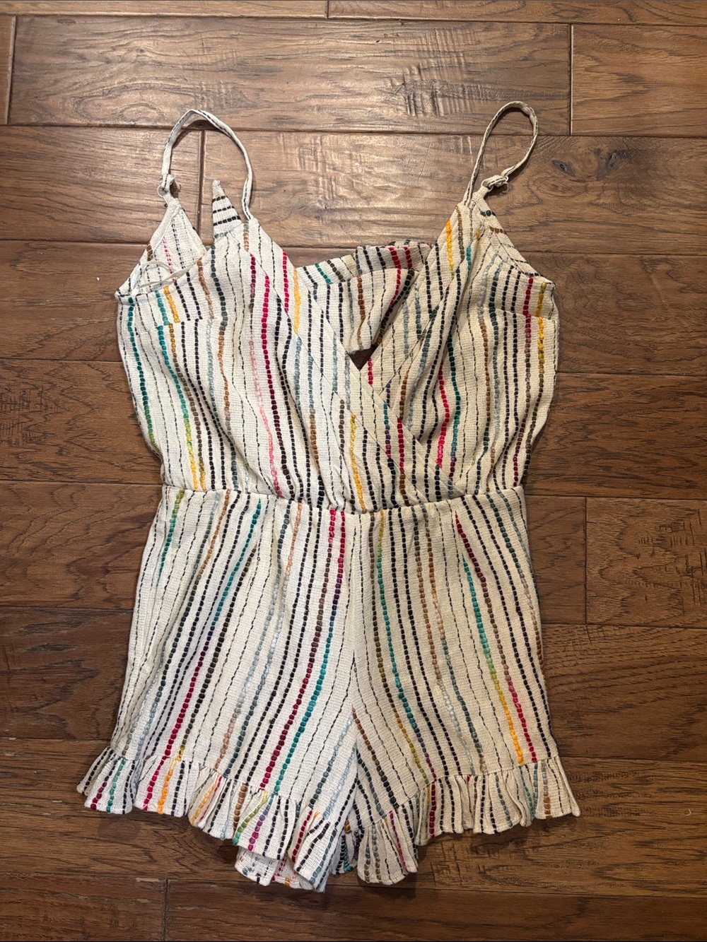 Tularosa Multicolor Striped One-Piece Romper - White Base